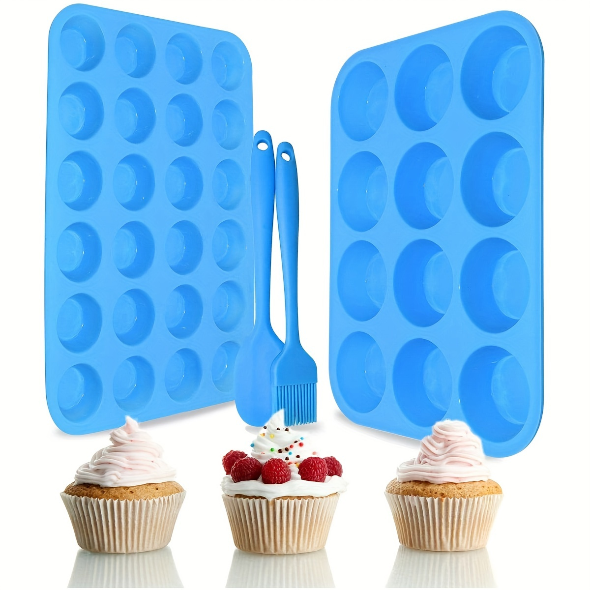 Eoonfirst 12 Cups Silicone Muffin Pan - Nonstick Bpa Free Cupcake