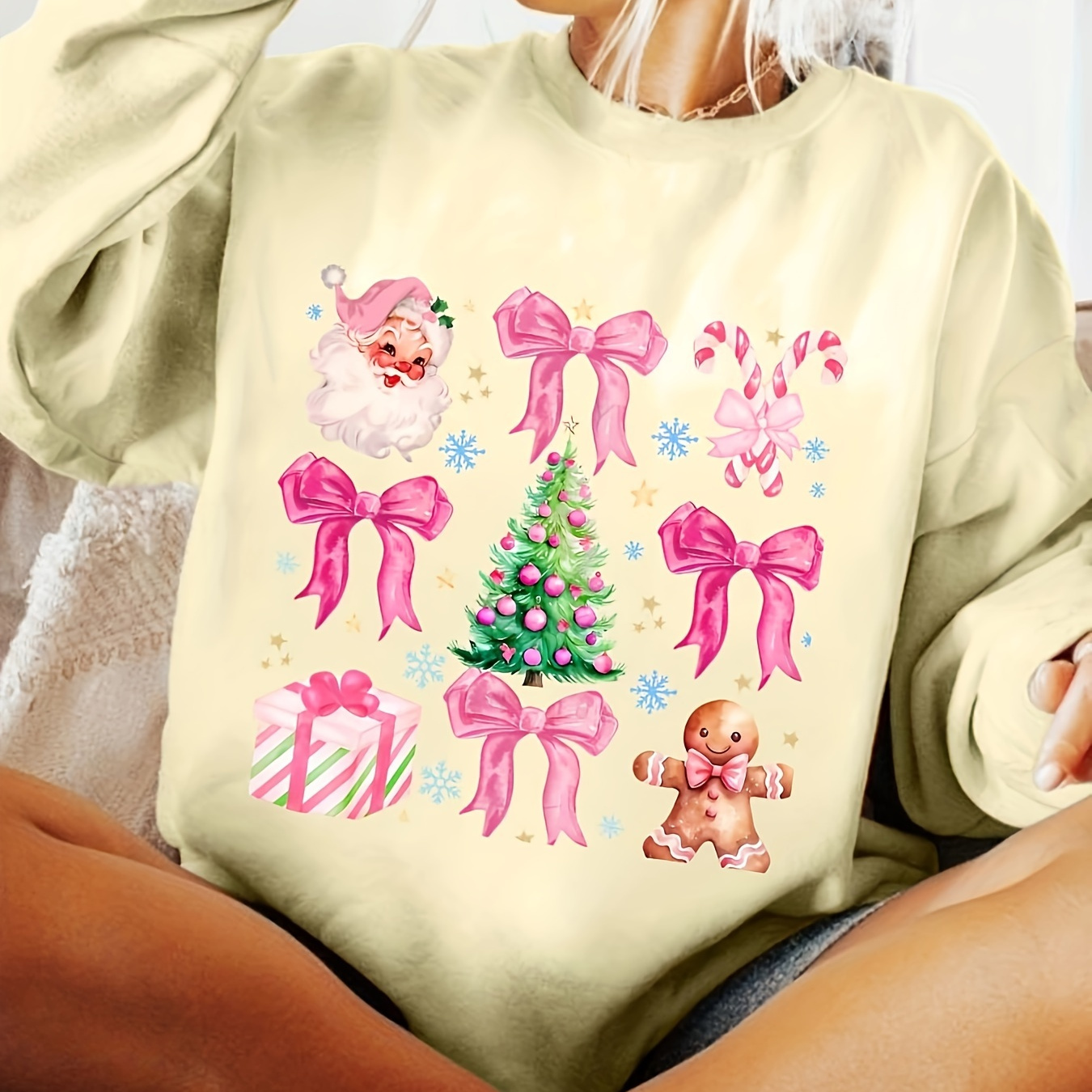 

Women's Sweatshirt, Bow , Round , Polyester , , / , , Ladies'