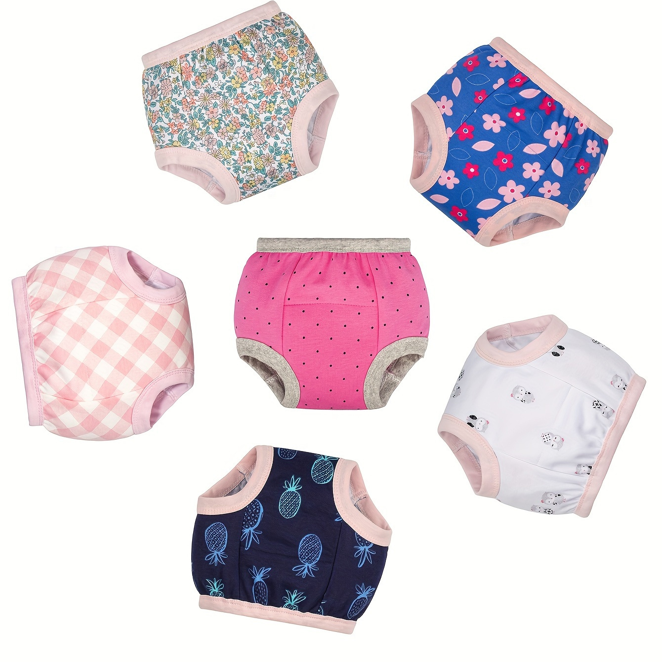

6-pack Potty Training Pants For Baby Girl' 100% Cotton Waterproof Training Underwear