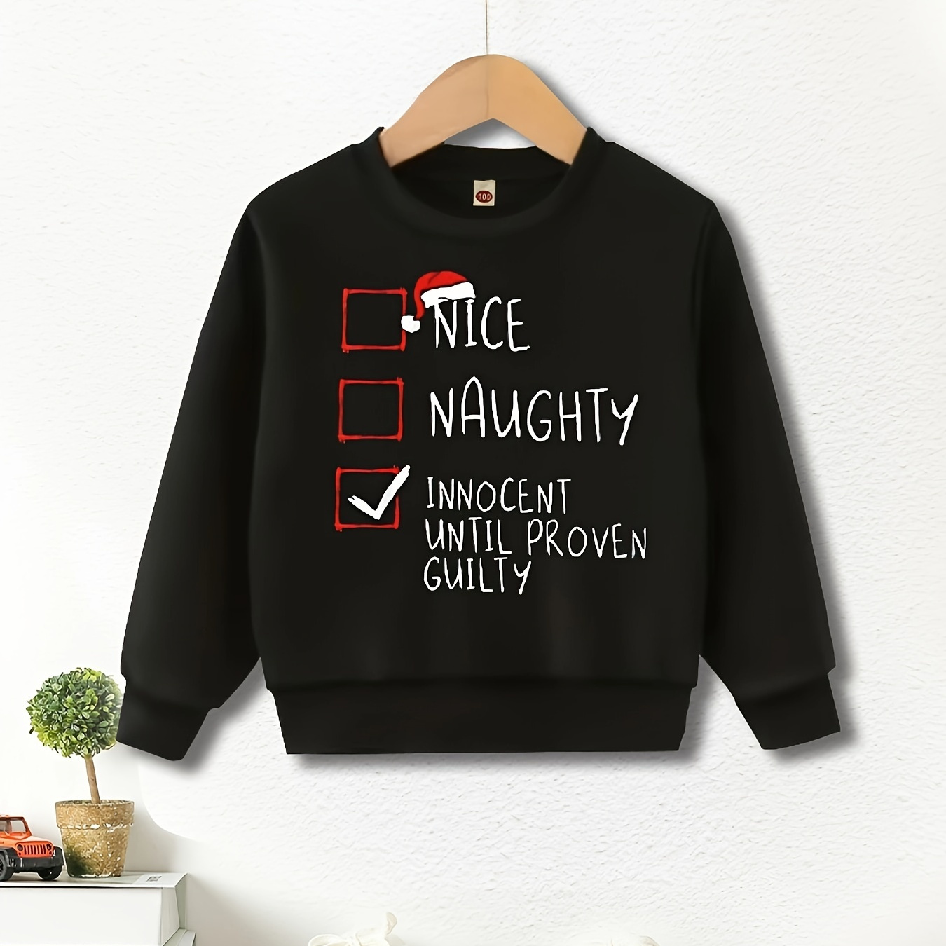 

Christmas Slogan Print Fleece Sweatshirt For Boys - Cool, Lightweight And Comfy Spring Fall Winter Clothes!