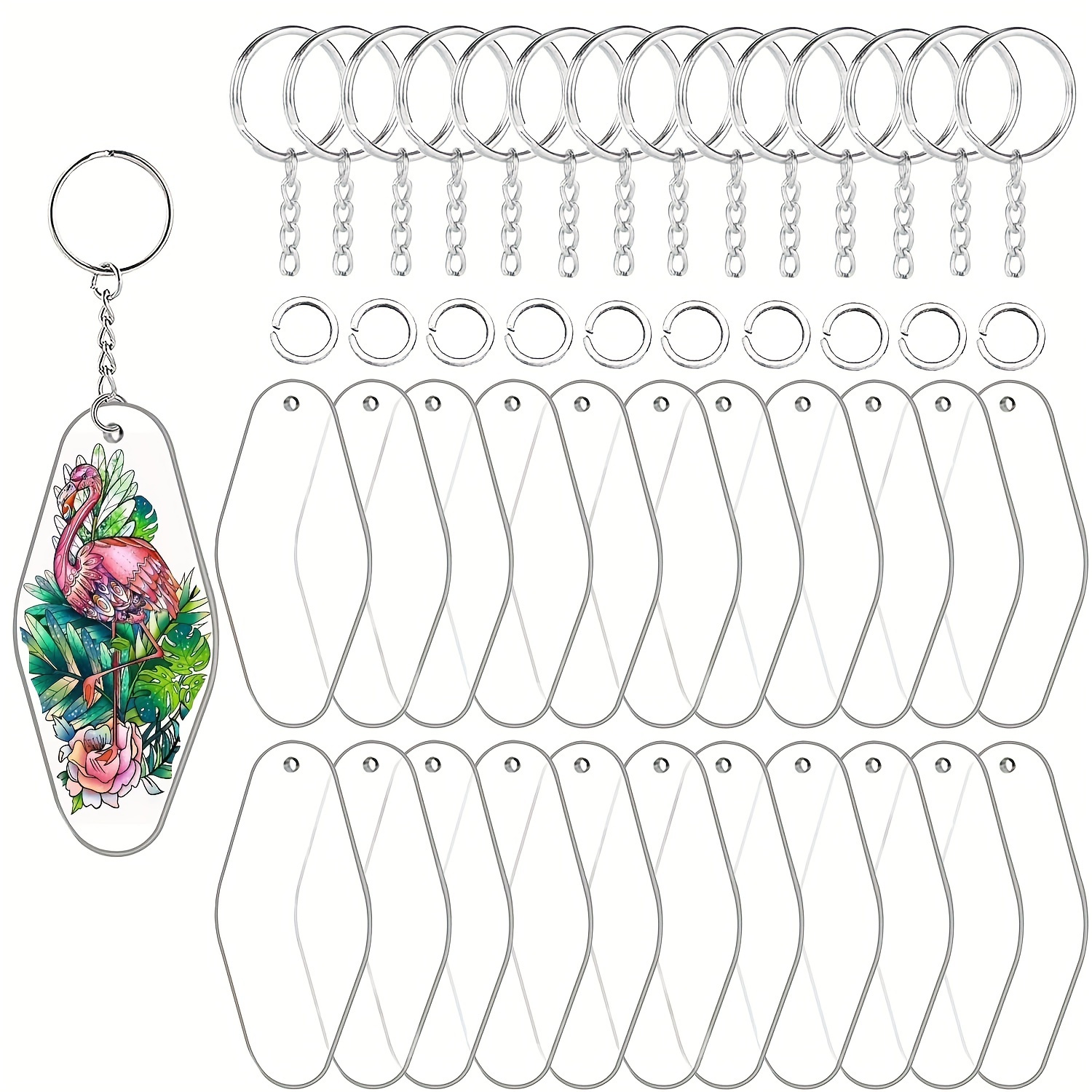 351pcs Clear Keychains For Vinyl Kit Including1strorage Box 100pcs Square  Acrylic Blanks 50pcs Keychain Tassels 50pcs Key Chain Rings 50pcs Jump  Rings 50pcs Ballchain For Diy Keychain Thick 0 08inch - Arts