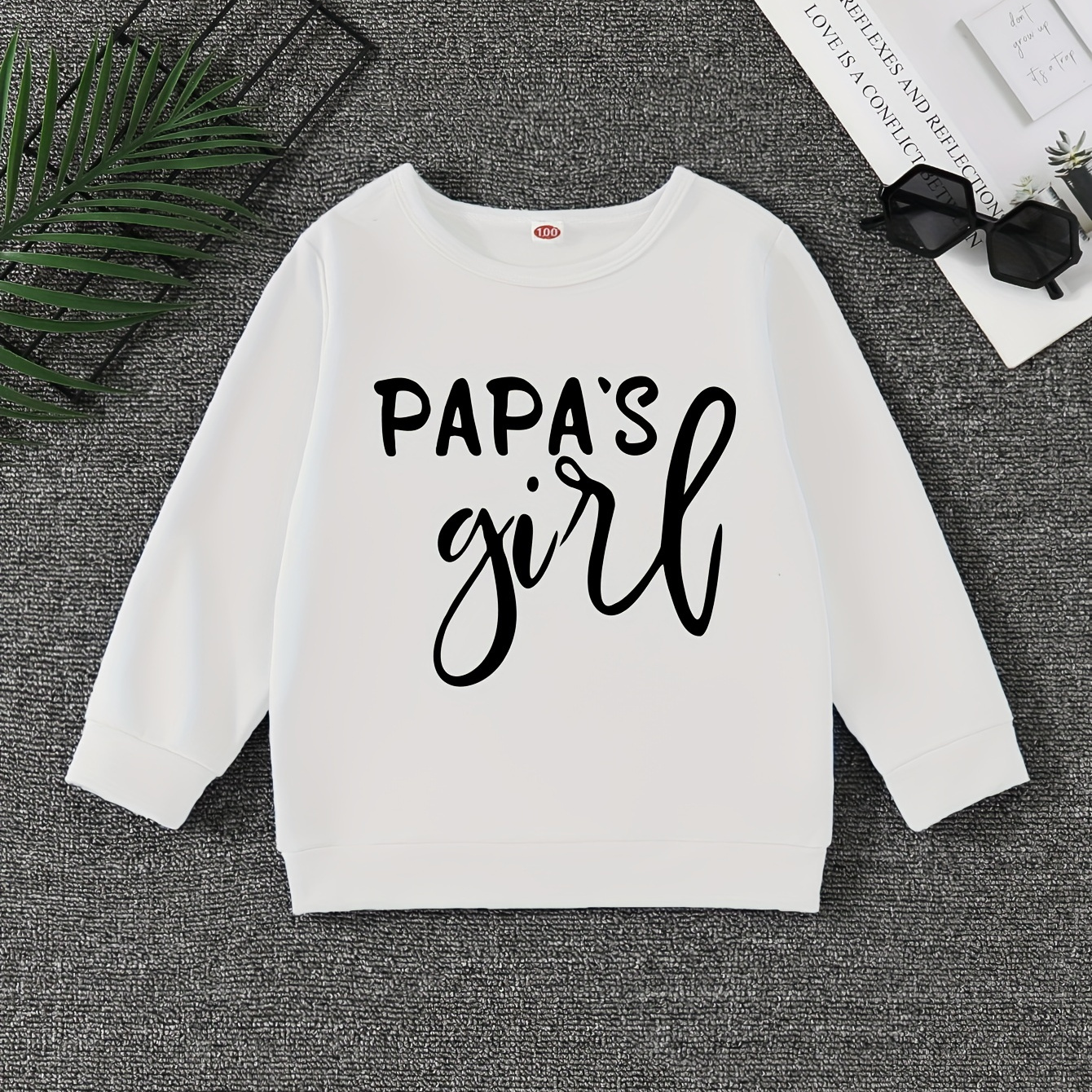 

Girls' Tops Creative ''papa's Girl'' Letter Long Sleeve Sweatshirt Kids Round Neck Pullover Clothing, Spring/ Fall