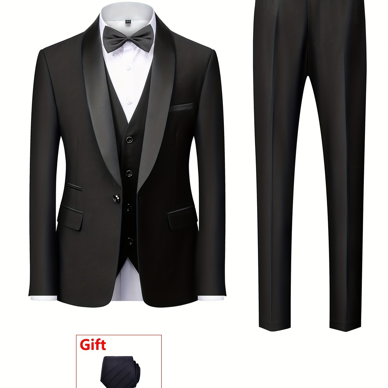 

New Four-piece Suit Set For Men's Business Orthodox Suit Vest Suit With Tie For Wedding With Collar