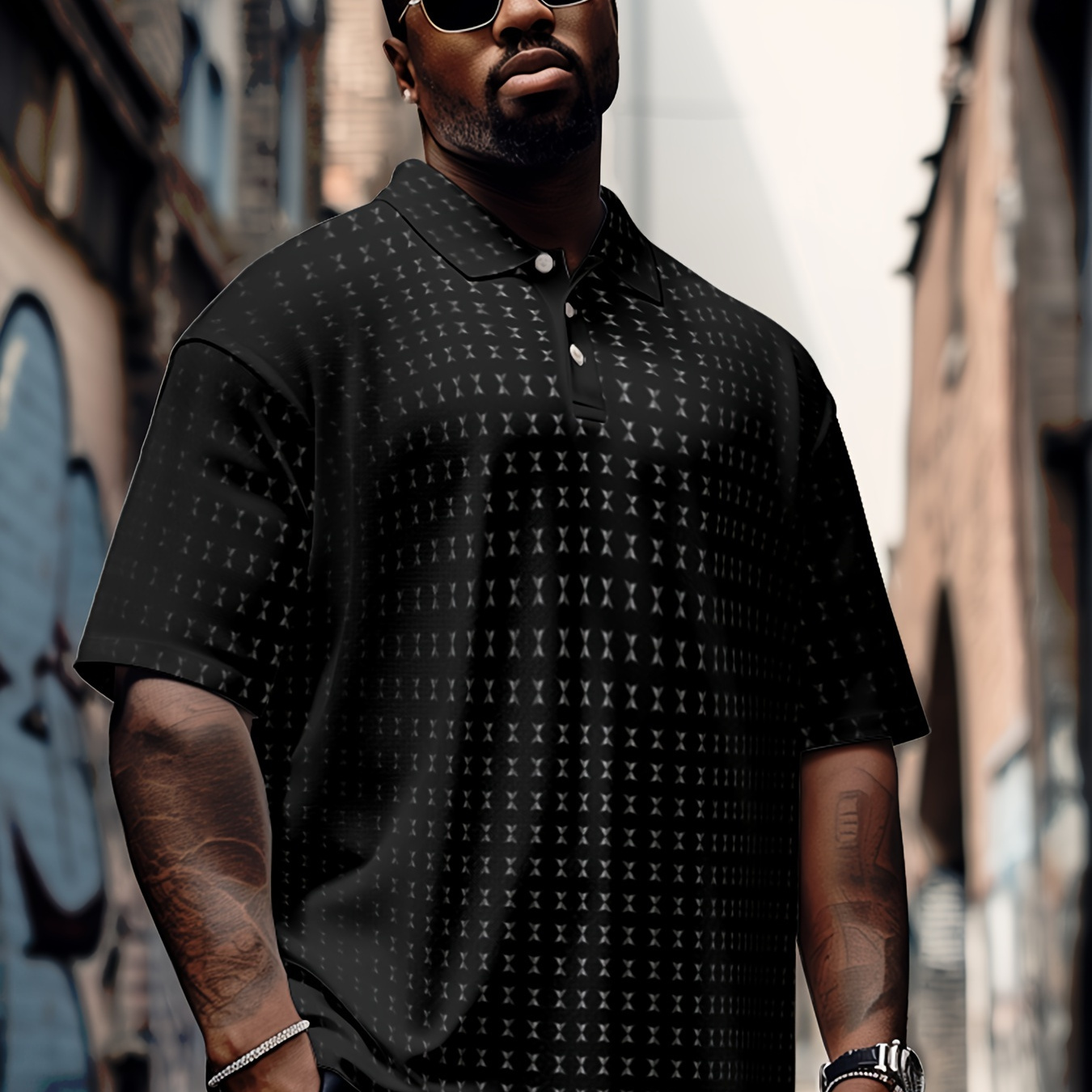 

Men's Plus Size Plaid Polo Shirt Striped Print Long Lapel Button Short Sleeve Spring Summer Sports Fashion Streetwear Designer Outdoor Street Top