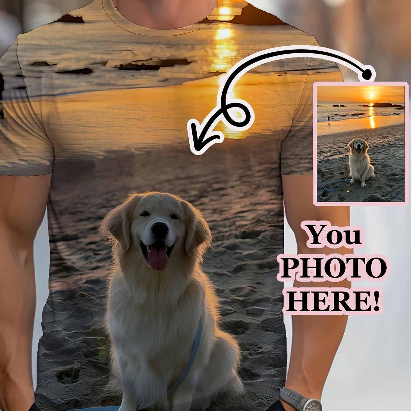 

Custom 3d Print T-shirts For - Personalize With Your Photo, Breathable & Comfortable Polyester, Casual Round Neck Short Sleeves, Ideal For Summer, Full Print, Bottom Plate