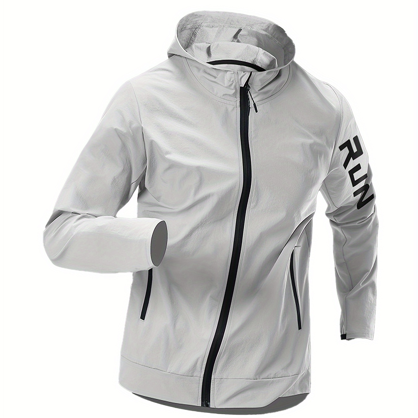 

1pc Men's Athletic Windbreaker Jacket, Stand Collar, Waterproof, Breathable & Moisture-wicking, , , Zip-up, Casual Sports Style, Wear - Nylon & Spandex