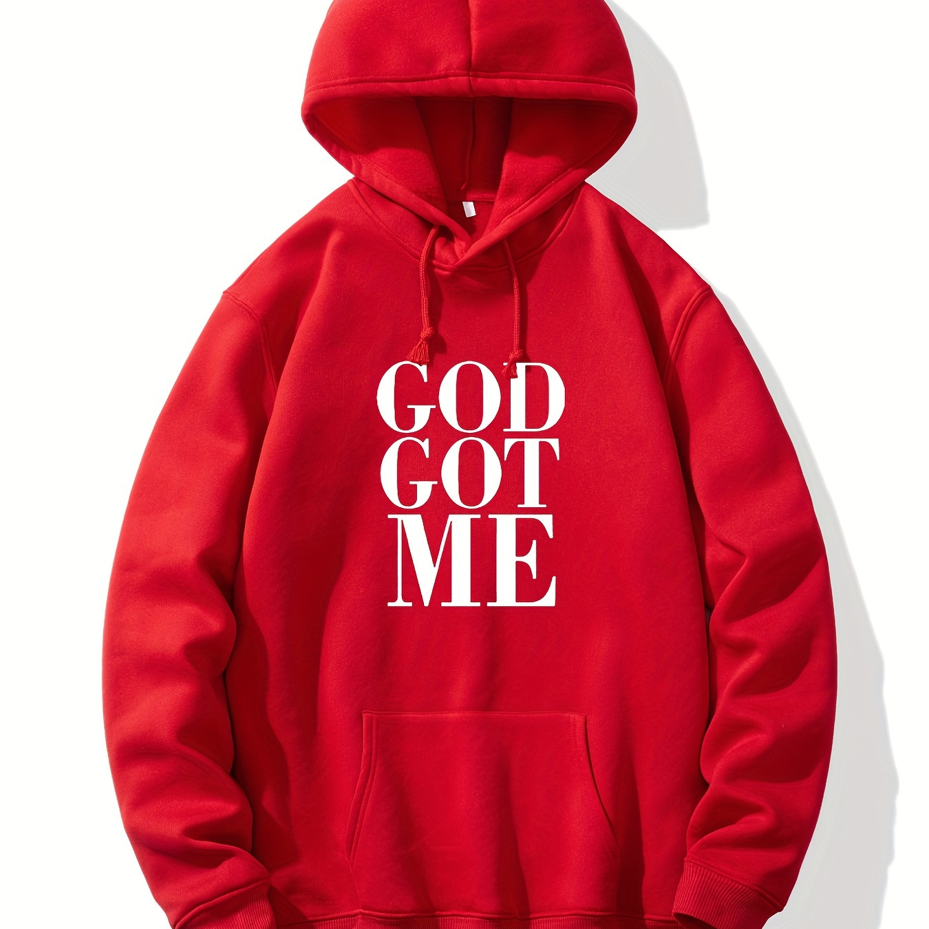

God Got Me Print Hoodie, Hoodies Top For Men, Men’s Casual Pullover Hooded Graphic Design Sweatshirt With Kangaroo Pocket For Spring Fall, As Gifts
