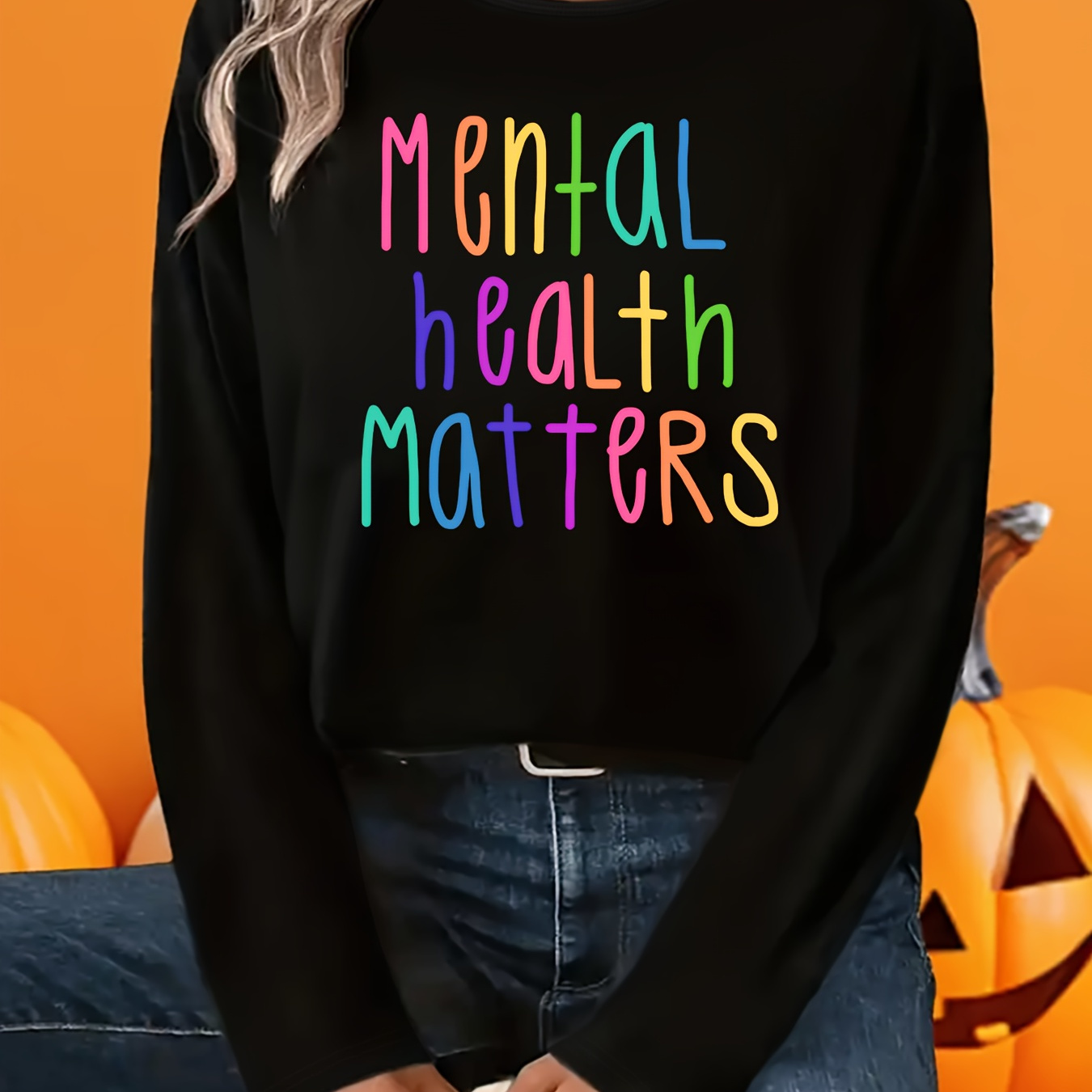 

Teacher's Day Special: Mental Health Awareness Long Sleeve T-shirt - Casual, Stretchy Polyester, Machine Washable, Round Neck