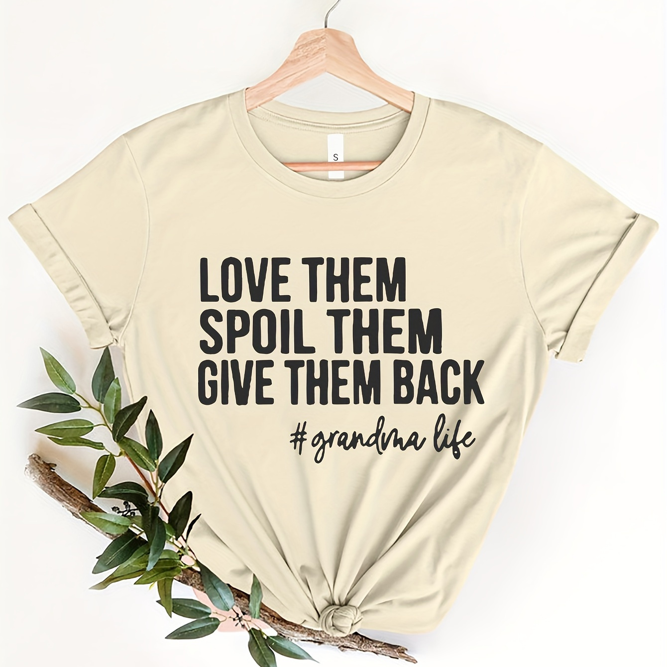 

Grandma Life Print T-shirt, Short Sleeve Crew Neck Casual Top For Summer & Spring, Women's Clothing