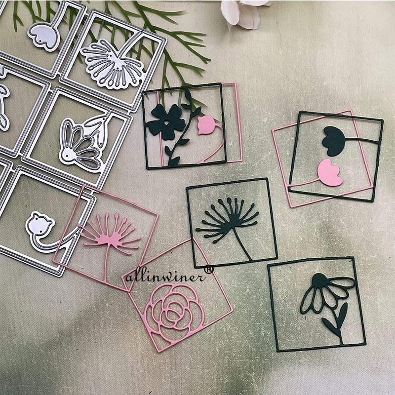 

Beautiful Framed Flowers Metal Cutting Dies - Perfect For Diy Scrapbooking, Embossing & Decorating Paper Cards!