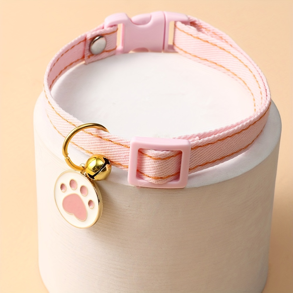 

Adjustable Kawaii Pet Collar With Bell And Pendant For Small Dogs And Cats - Stylish And Comfortable Accessory For Your Furry Friend