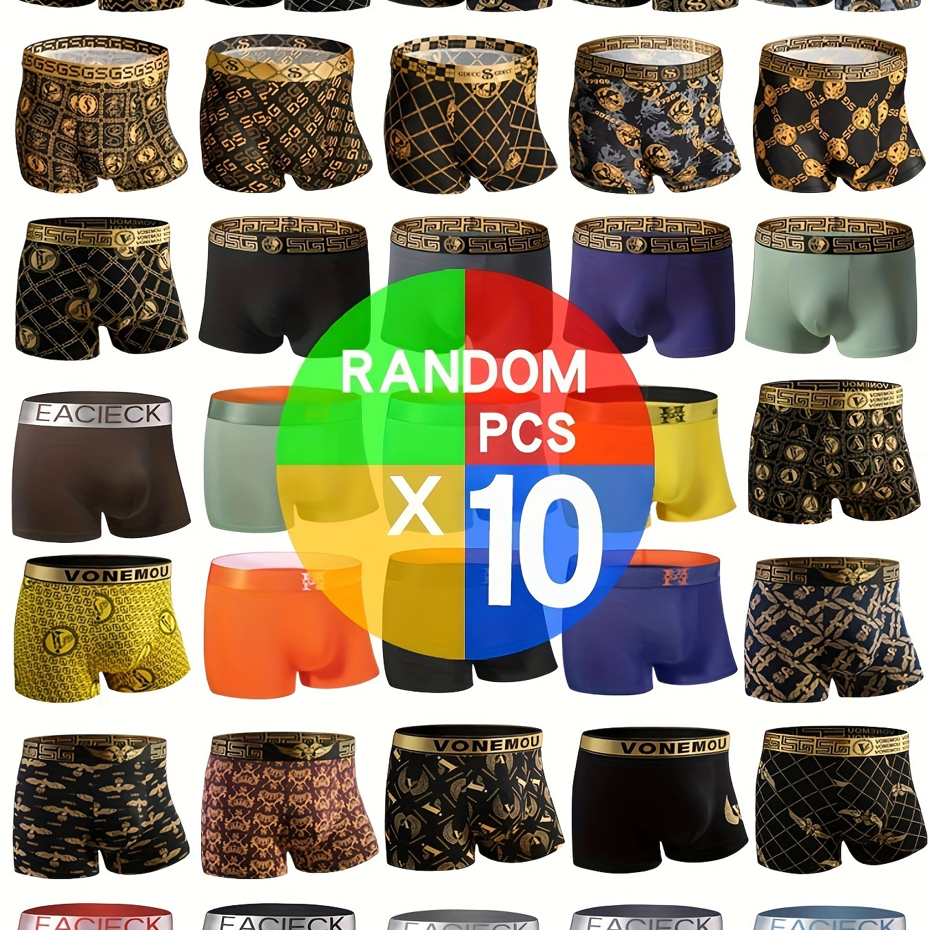 

Random 1/5/10pcs Black 's Underwear, Casual Boxer Briefs Shorts, Breathable Comfy Stretchy Boxer Trunks, Sports Shorts