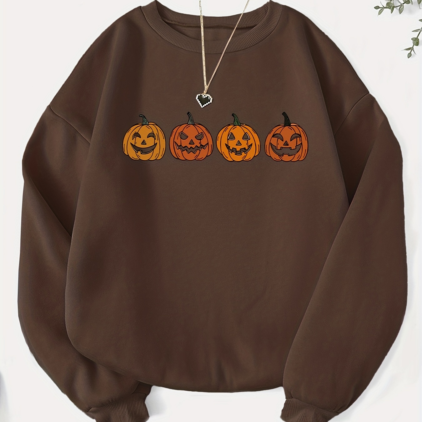 

Halloween Pumpkin Print Sweatshirt, Casual Long Sleeve Crew Neck Sweatshirt, Women's Clothing
