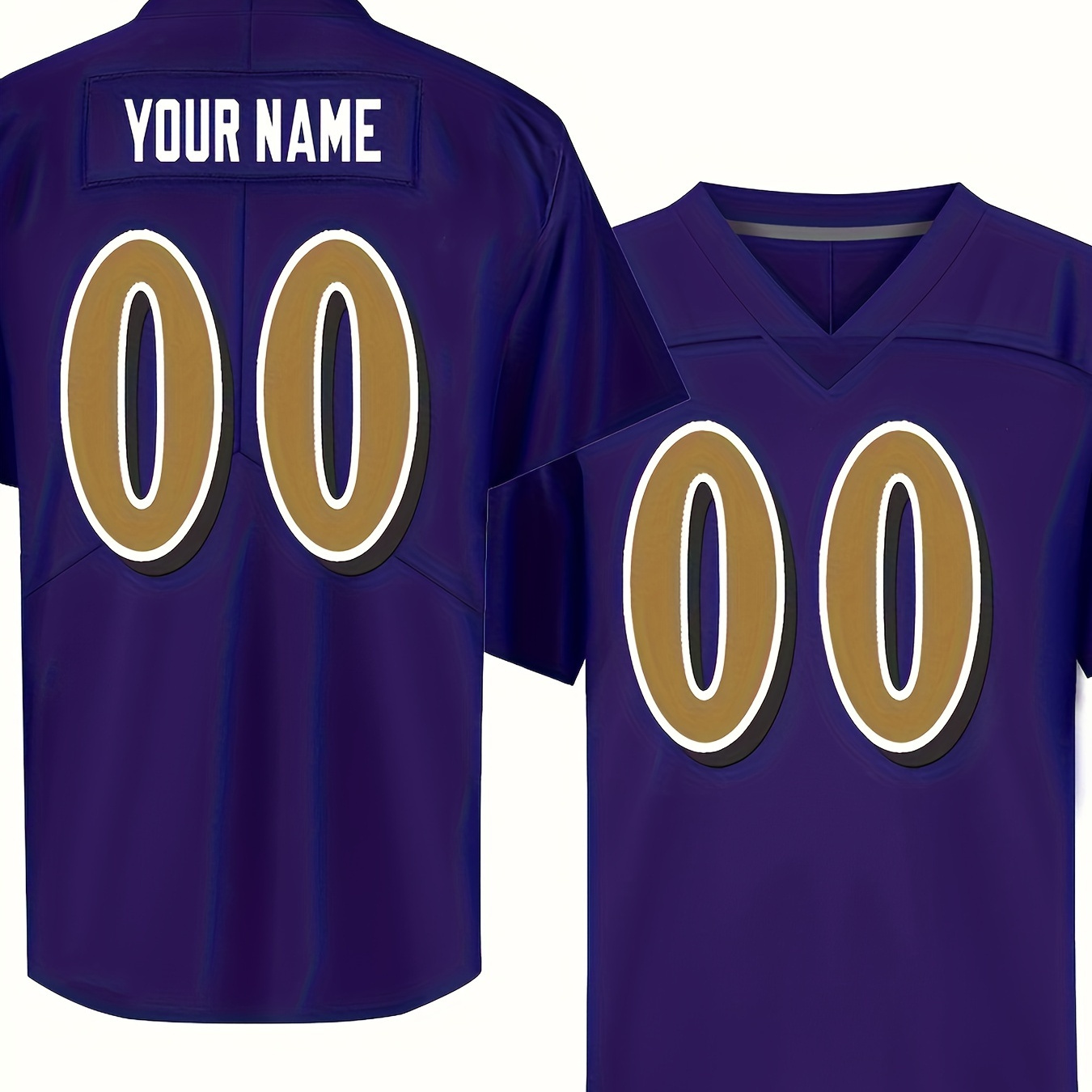 

Custom Men's Football Jersey - Personalized Name & Number, 100% Polyester Sports Jersey, V-neck, Slight Stretch Knit Fabric, 4 Seasons Embroidered Top For Casual, Training, Sports & Party