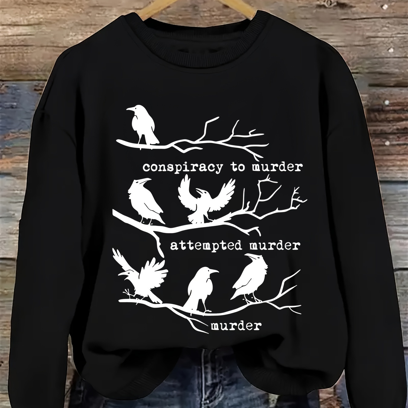 

Plus Size Bird Neck Pullover Sweatshirt, Casual Long Sleeve Sweatshirt For Fall & Winter, Women's Plus Size Clothing