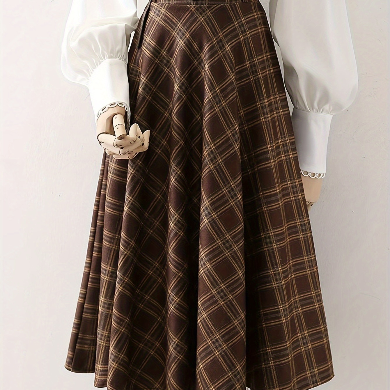 

Women's Long Skirt - Brown & Casual Fall/winter Skirt With Adjustable Belt, Machine Washable Polyester, High-waisted A-, Autumn Winter Apparel|midi Length Skirt|no Stretch Fabric