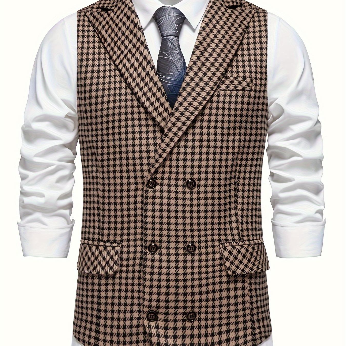 

Men's Casual Vest With Double-breasted Lapel - Woven Fabric, Spandex & Polyester , Spring/fall