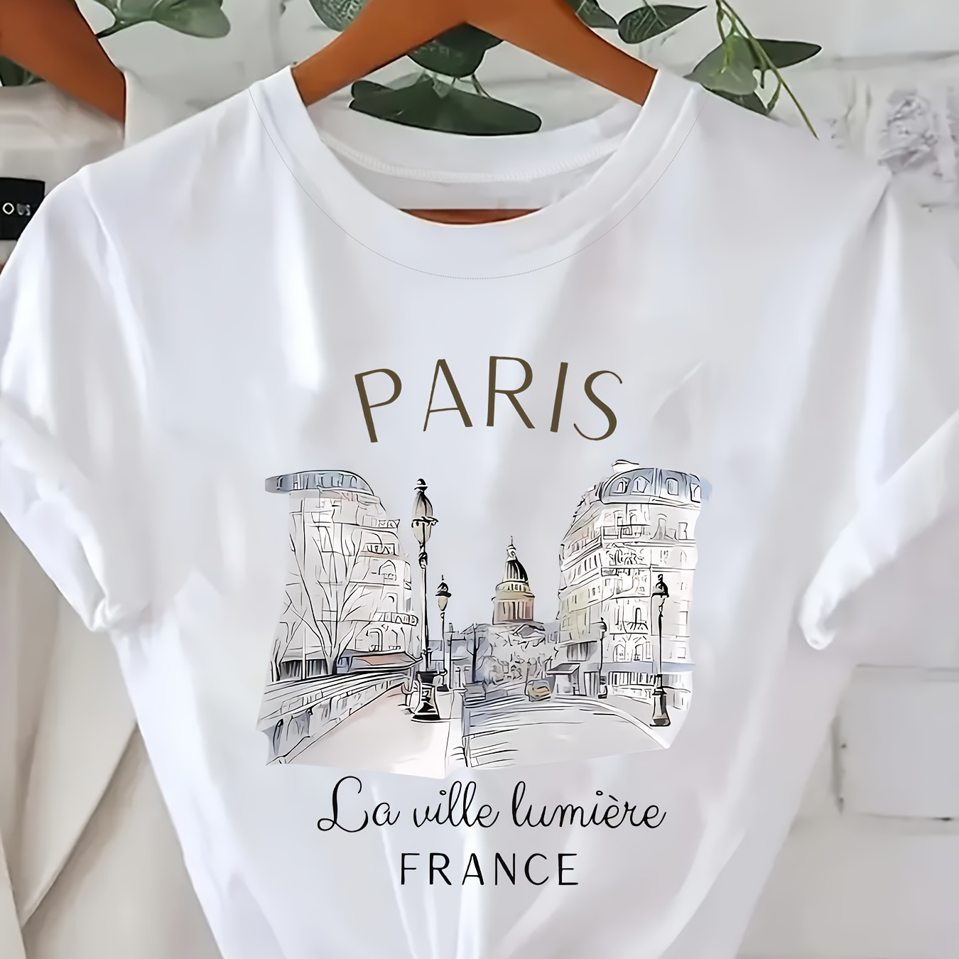 

Plus Size & Lumière France Graphic Tee - Casual Round Neck Short Sleeve, Lightweight Polyester, Machine Washable - Spring/summer Women'