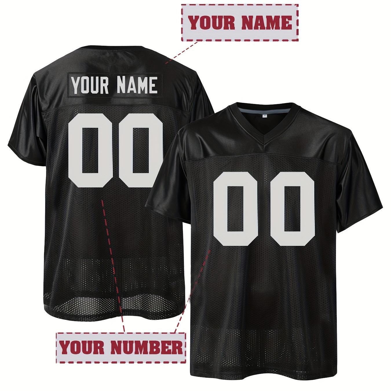 

Men's Customized Name & Number Embroidered Football Jersey, Breathable Short Sleeve Football Shirt For Training &