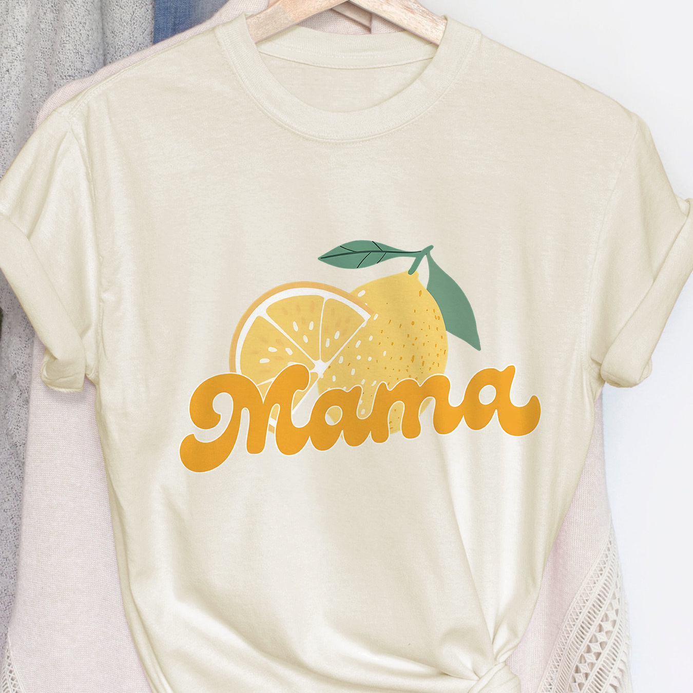 

Letter & Lemon Print T-shirt, Short Sleeve Crew Neck Casual Top For Summer & Spring, Women's Clothing