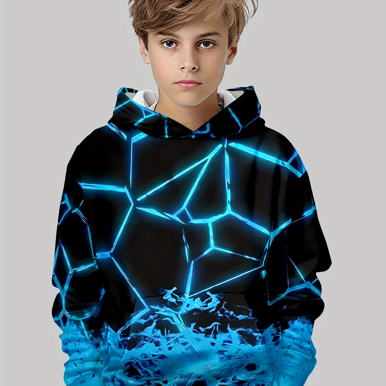 

Boys' 3d Printed Pullover - Long , For & Fall Fun