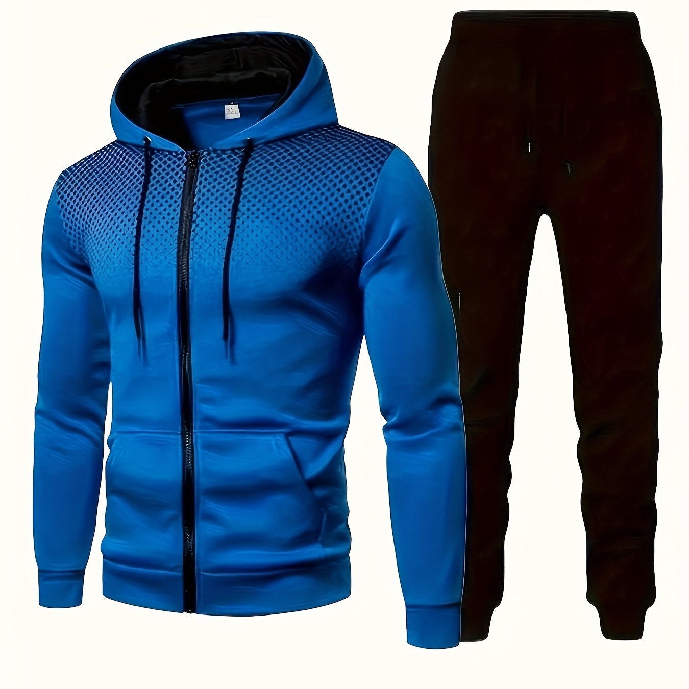 

Classic Men's Athletic 2pcs Tracksuit Set Casual Full-zip Sweatsuits Long Sleeve Hoodie And Jogging Pants Set For Gym Workout Running