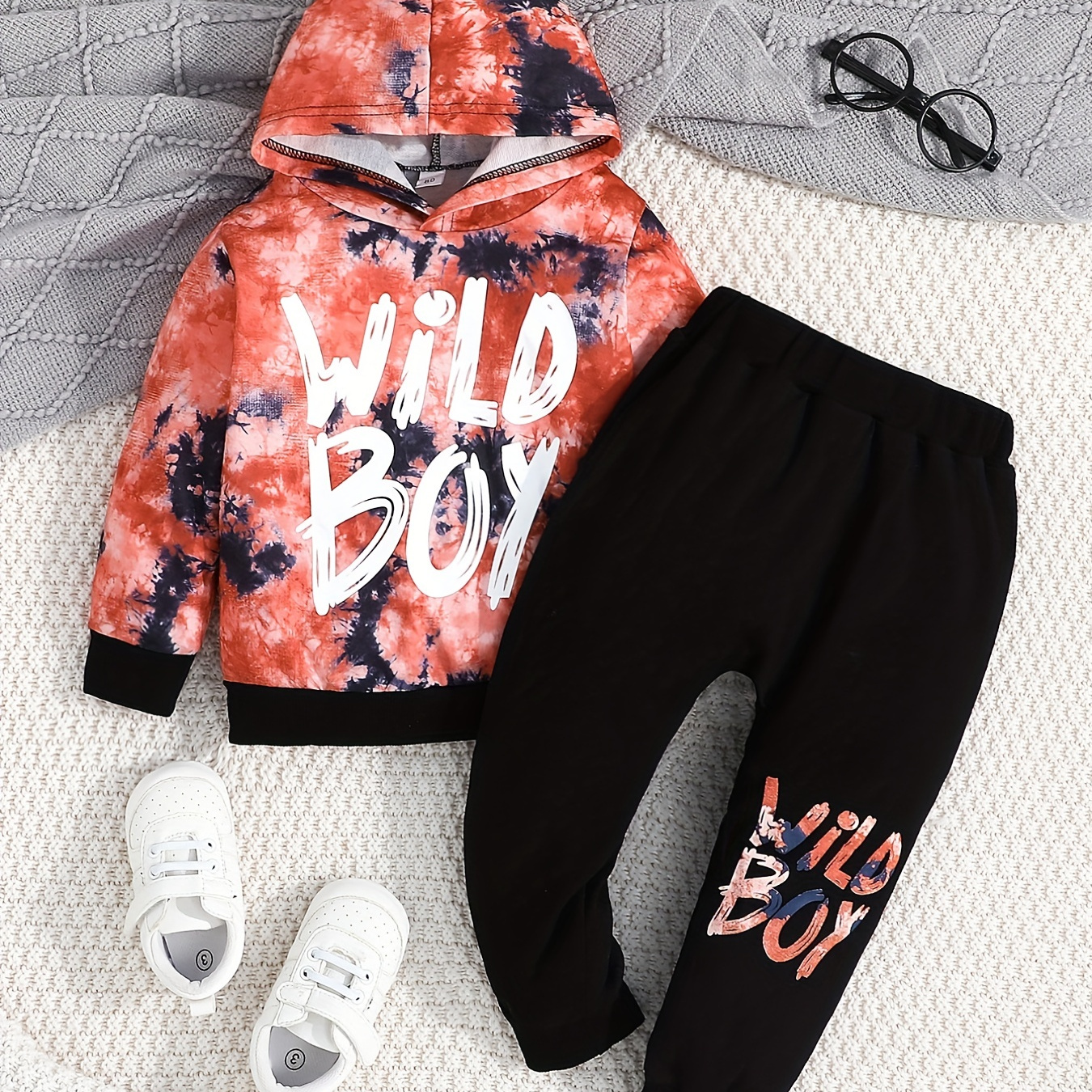 

2pcs Boy's Casual Wild Boy Letter Print Set, Long Sleeve Hoodie And Trousersset, Boy's Clothes For Fall Winter
