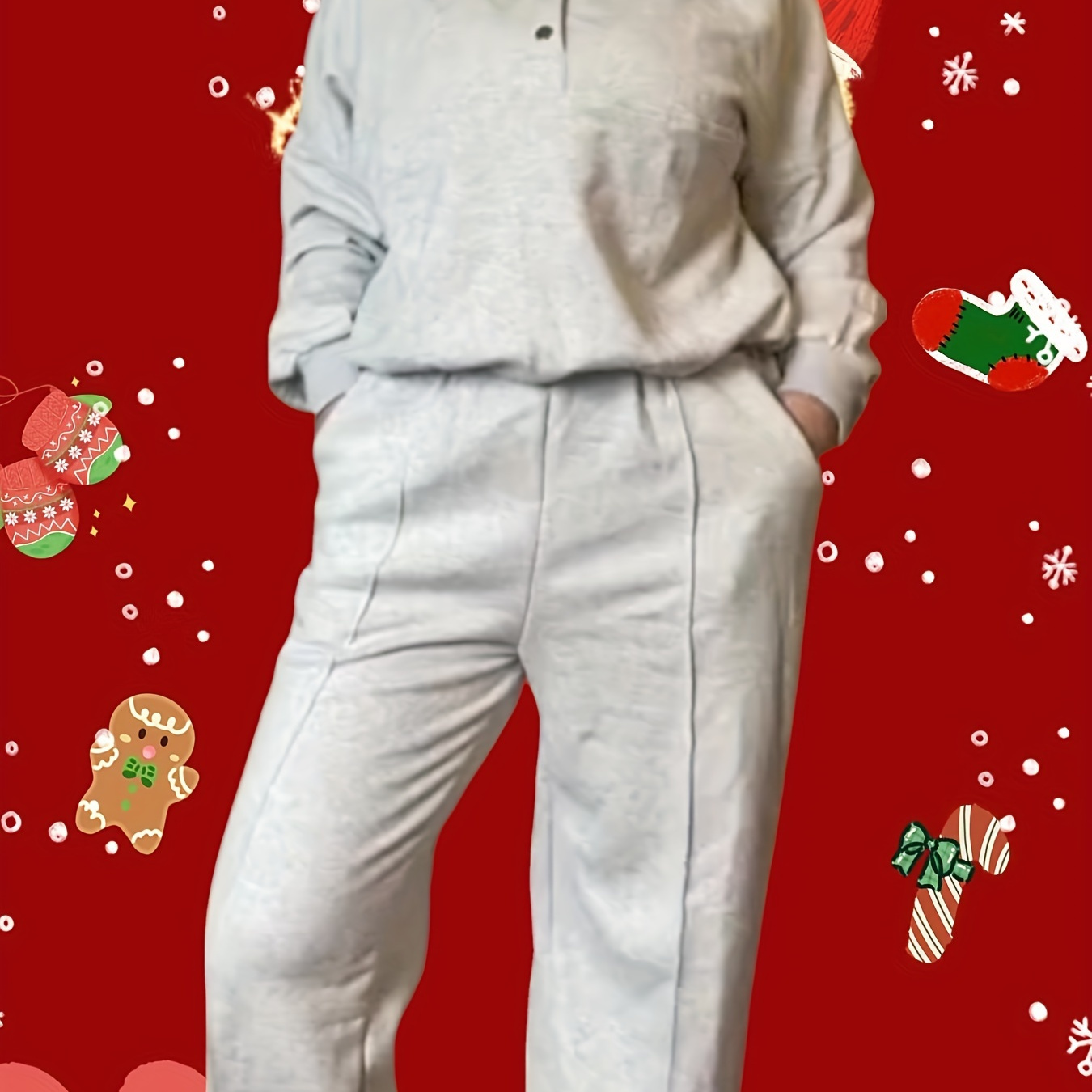 

- Hooded Sweatshirt Set For Women - Long Sleeve Top & Pants, , Non-stretch - For Fall/ , & -
