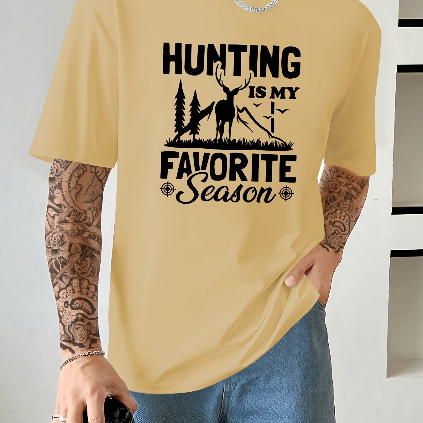 

Hunting Season Print T Shirt, Tees For Men, Casual Short Sleeve T-shirt For Summer