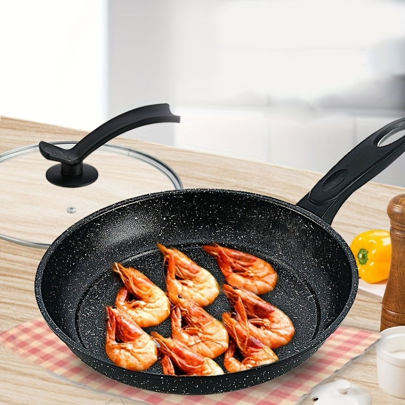 1pc, Frying Pan, Non-Stick Cast Iron Skillet, Egg Fry Pan, Pancake Pan,  Tempered Glass Lid, For Gas Stove Top And Induction Cooker, Kitchen  Utensils