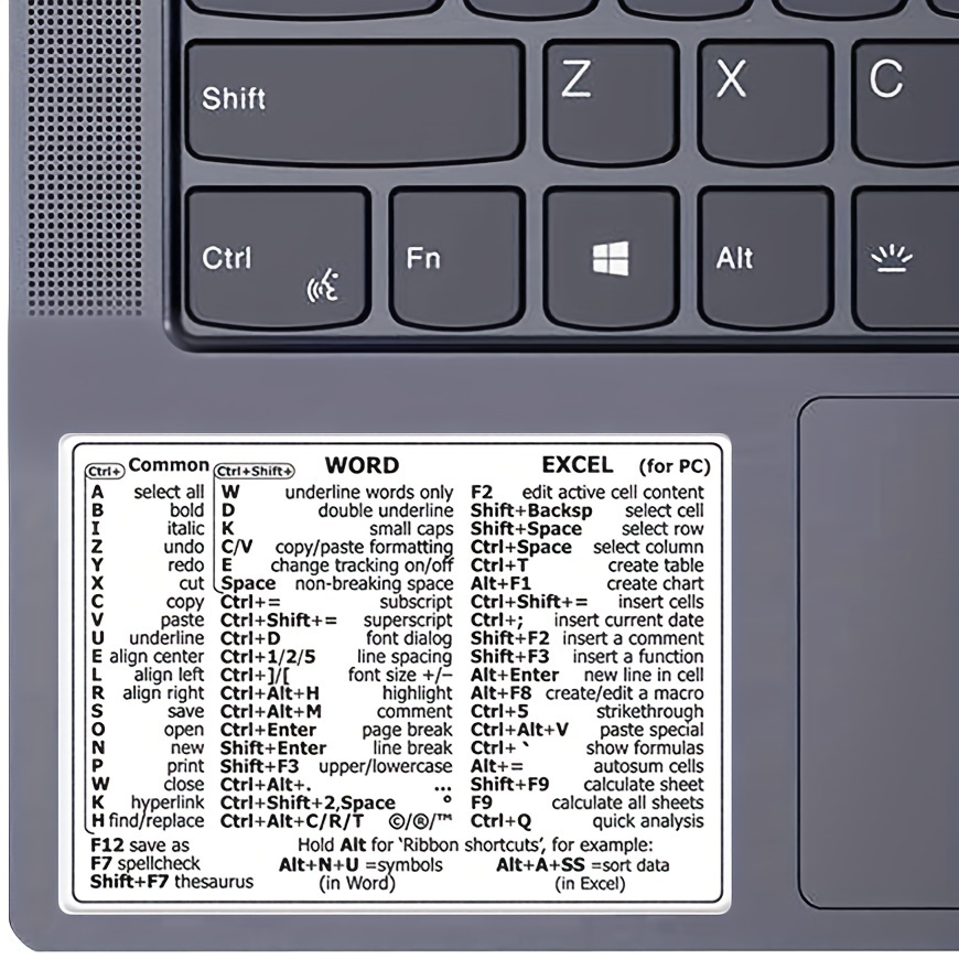 

Reference Keyboard Shortcut For Word And Excel Shortcut Sticker For Laptop Computer