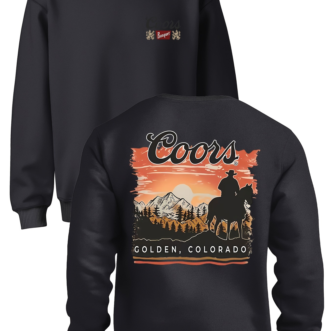 

Coors Golden Vintage Graphic Fall Mens Crewneck Sweatshirt Crew Neck, Loose Casual Men's Crew Neck Sweatshirt, And , Gift