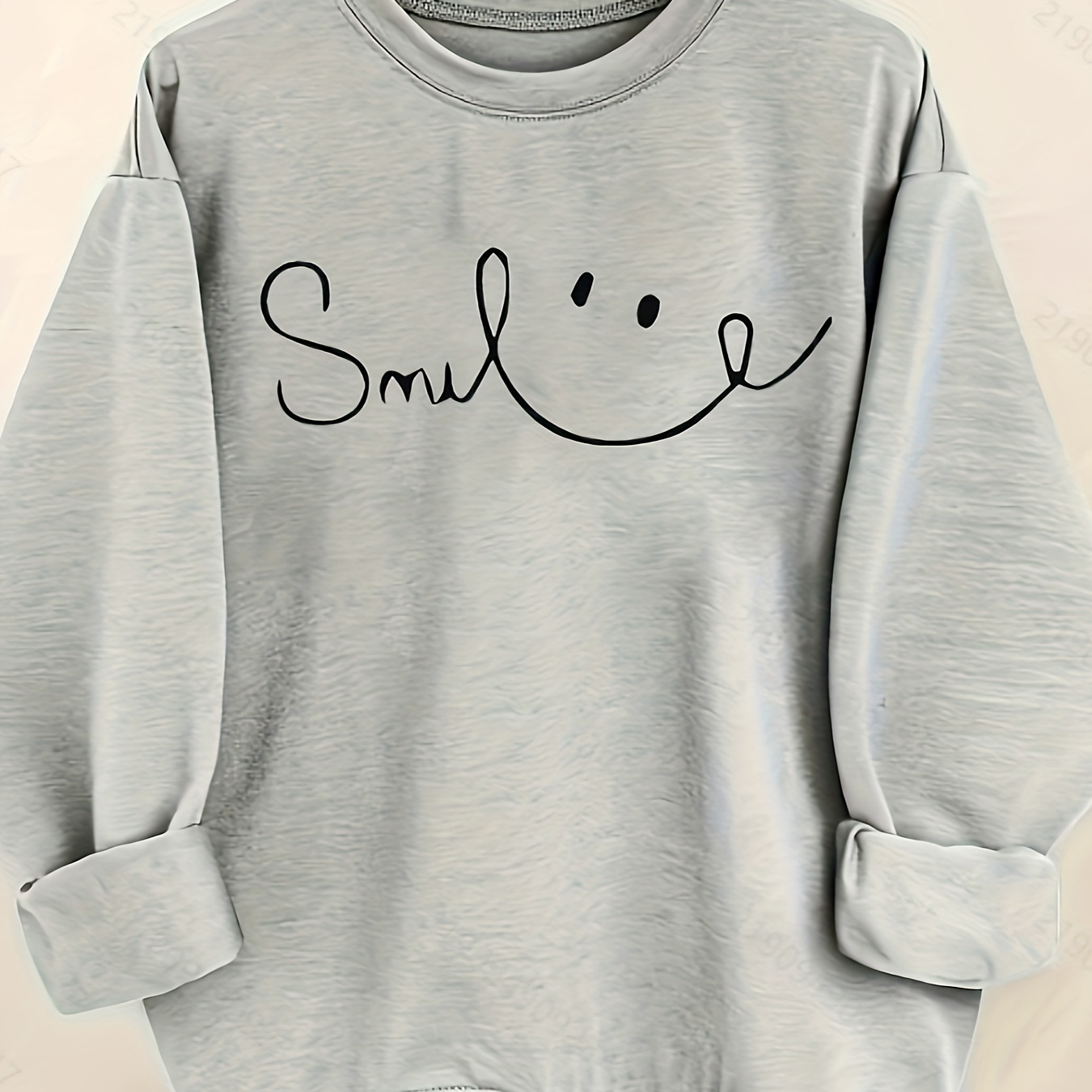 

Smile-english Letter Pattern-printed Round Neck Sweater-leisure Interest-everyday Wear-soft And Comfortable-women's Wear