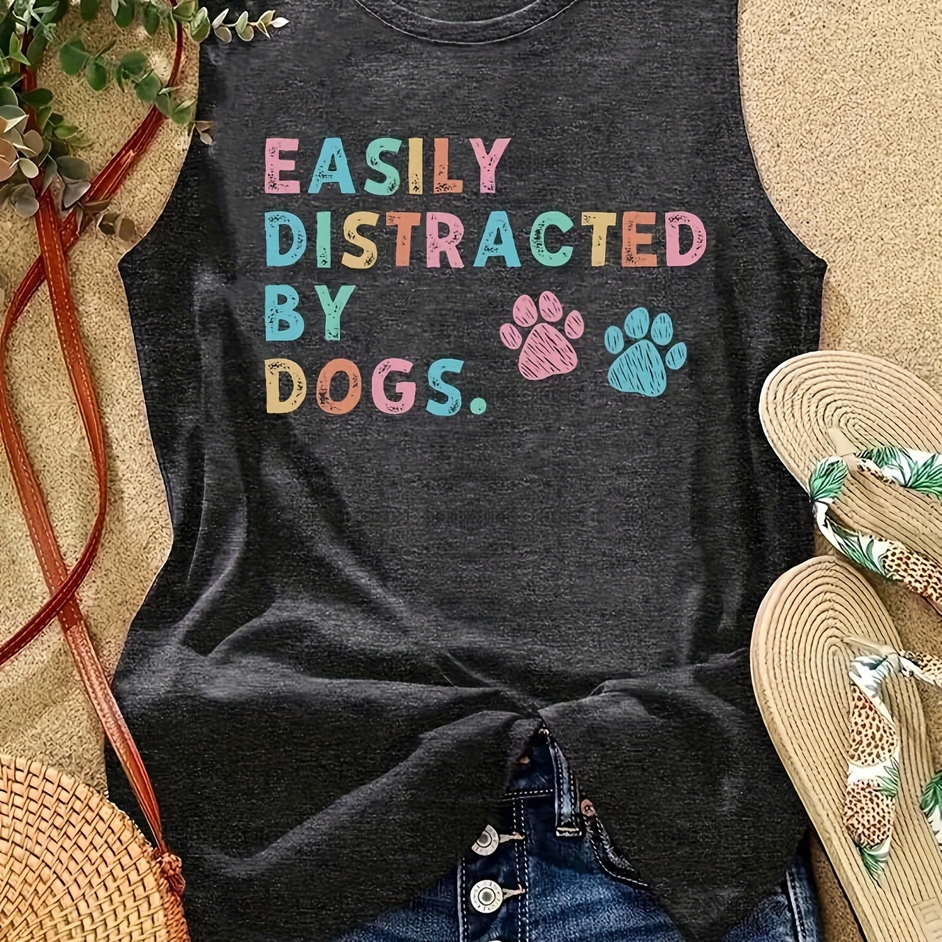 Women's "Easily Distracted by Dogs" Graphic Tank Top