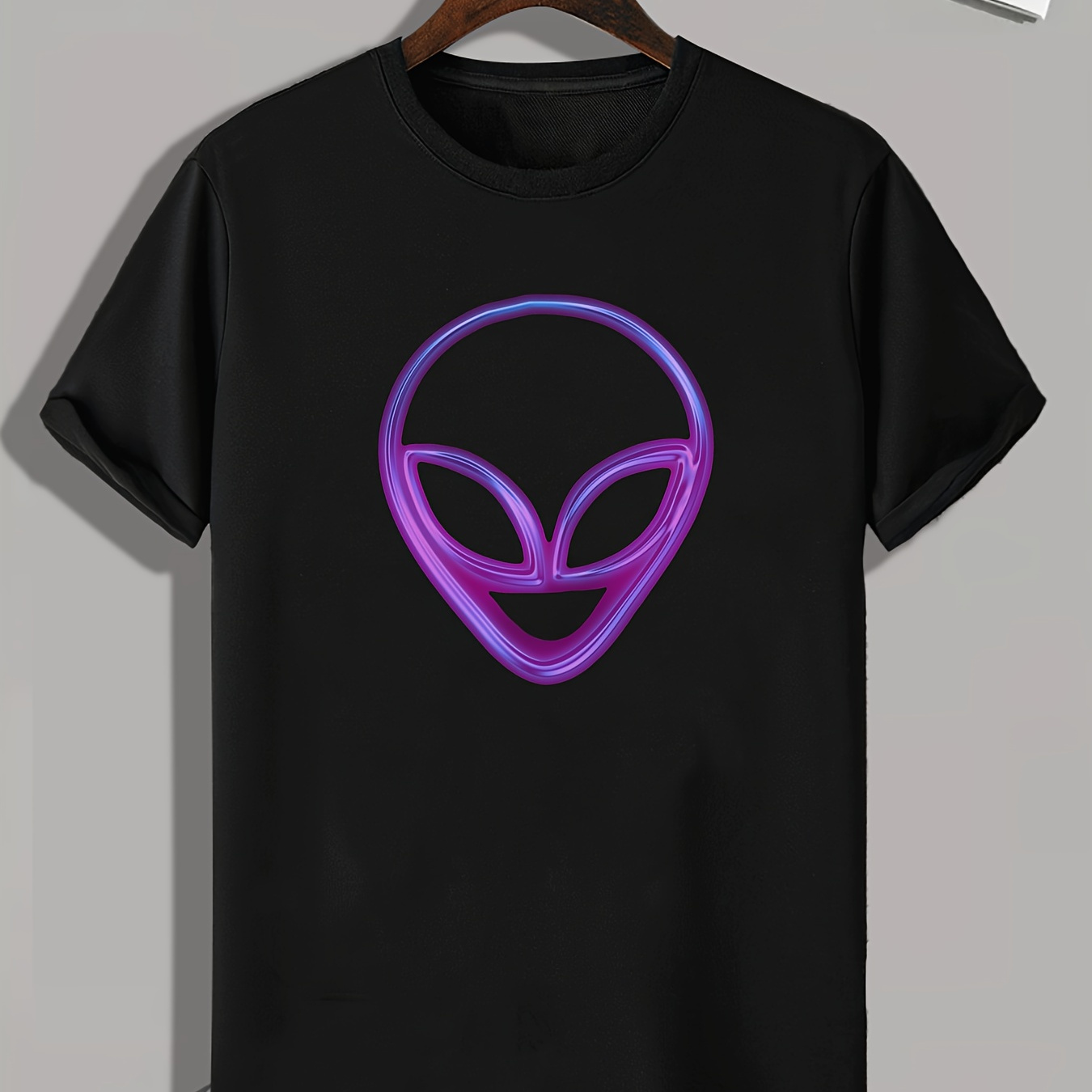 

Alien Print, Men's Graphic T-shirt, Casual Comfy Tees For Summer, Mens Clothing