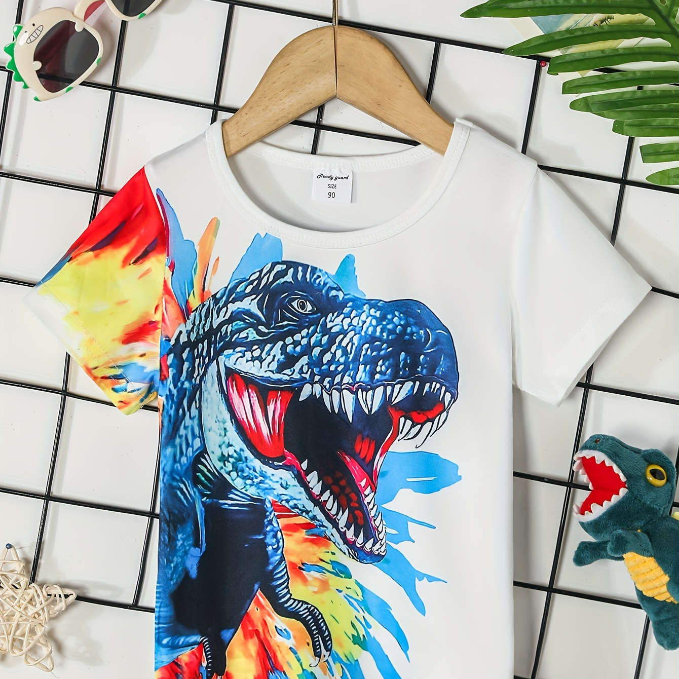 

Boys Dinosaur T-shirt Short Sleeves Crew Neck Summer Casual Kids Clothes