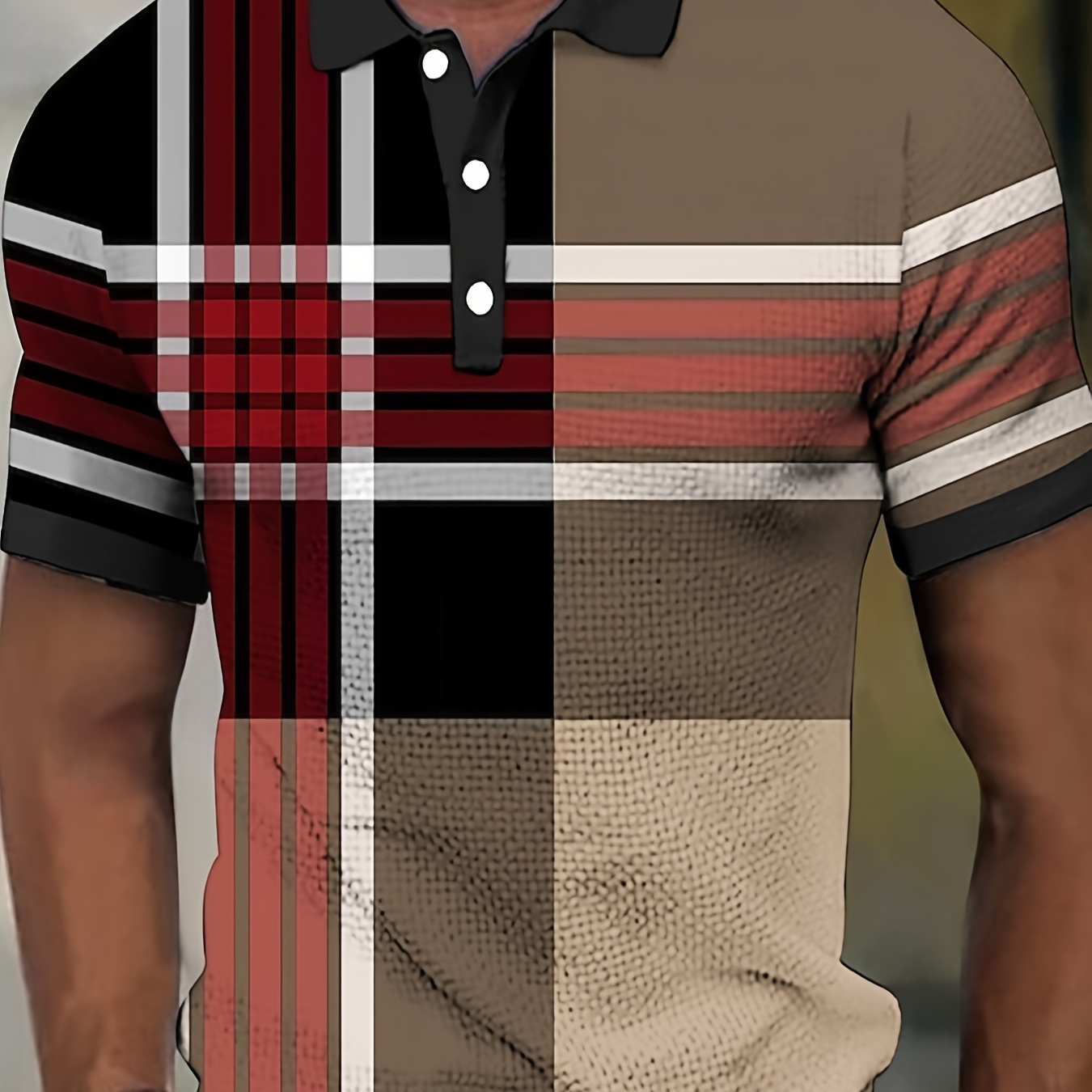 

Men's Casual Vintage Style Lapel 1/4 Button Short Sleeve Shirt For Men's Fitness Training