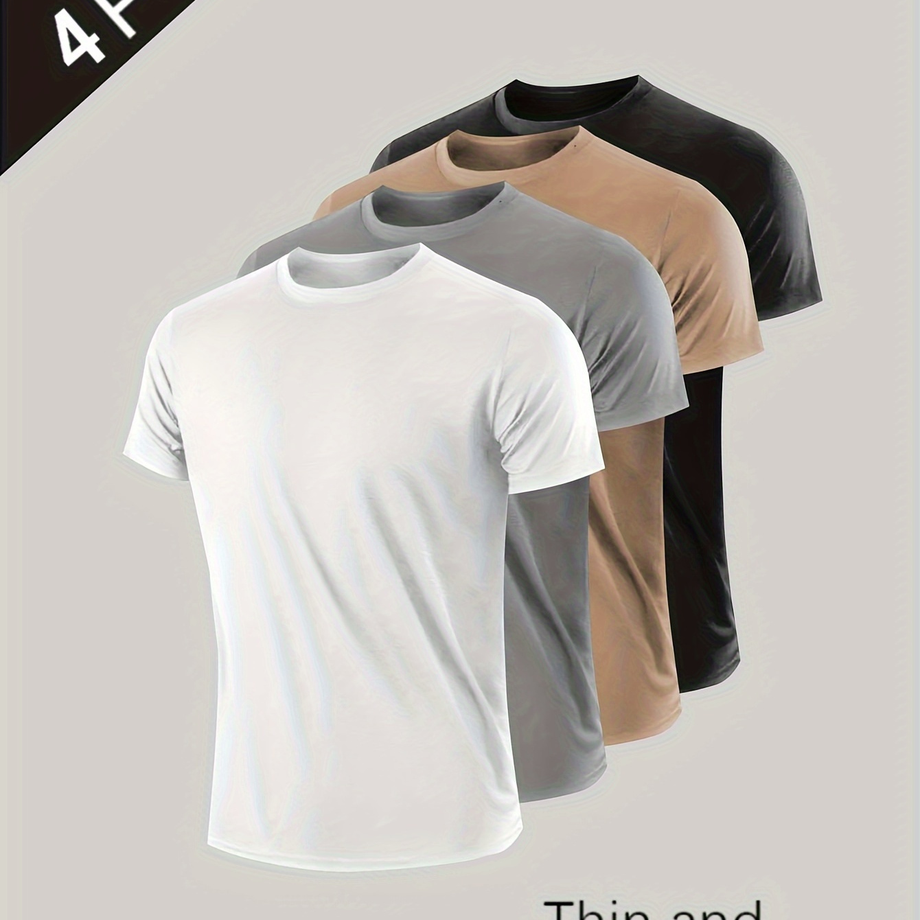 

4 Pcs, T-shirt Confortable À Manches Courtes De Couleur Unie Pour Hommes, Tee-shirt Décontracté Pour Vêtements D'été Pour Hommes, Vêtements Pour Hommes