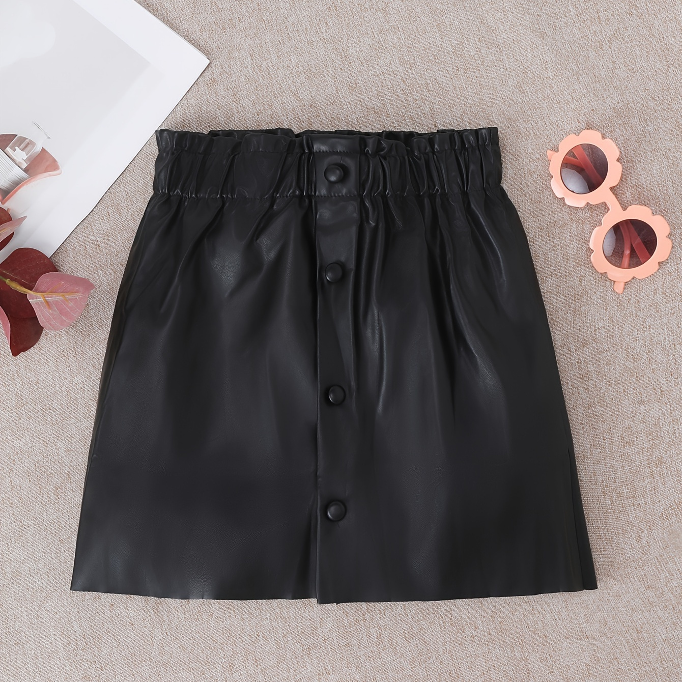 

Solid Elastic Waist Skirt Girls Comfy & Trendy Skirt For Party