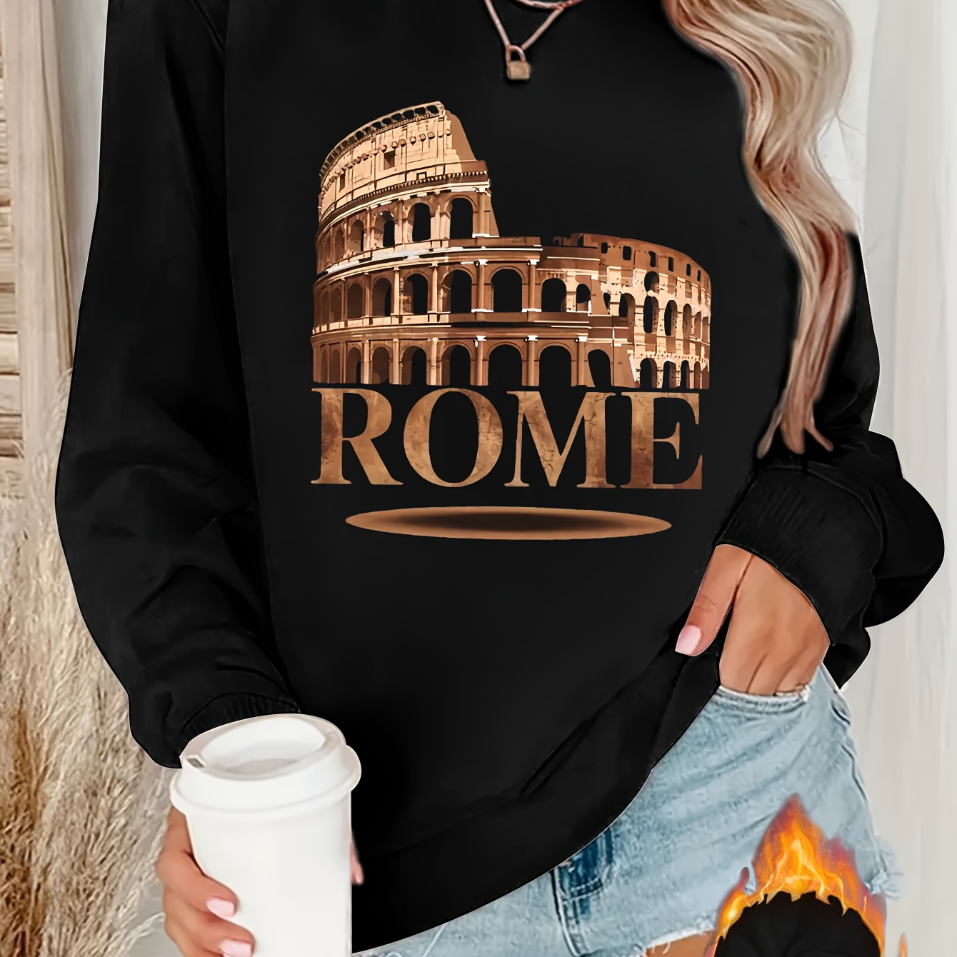 

Women's Casual And Fashionable Sports Sweatshirt, Suitable For Autumn And Winter, Comfortable And Soft, Letter Pattern