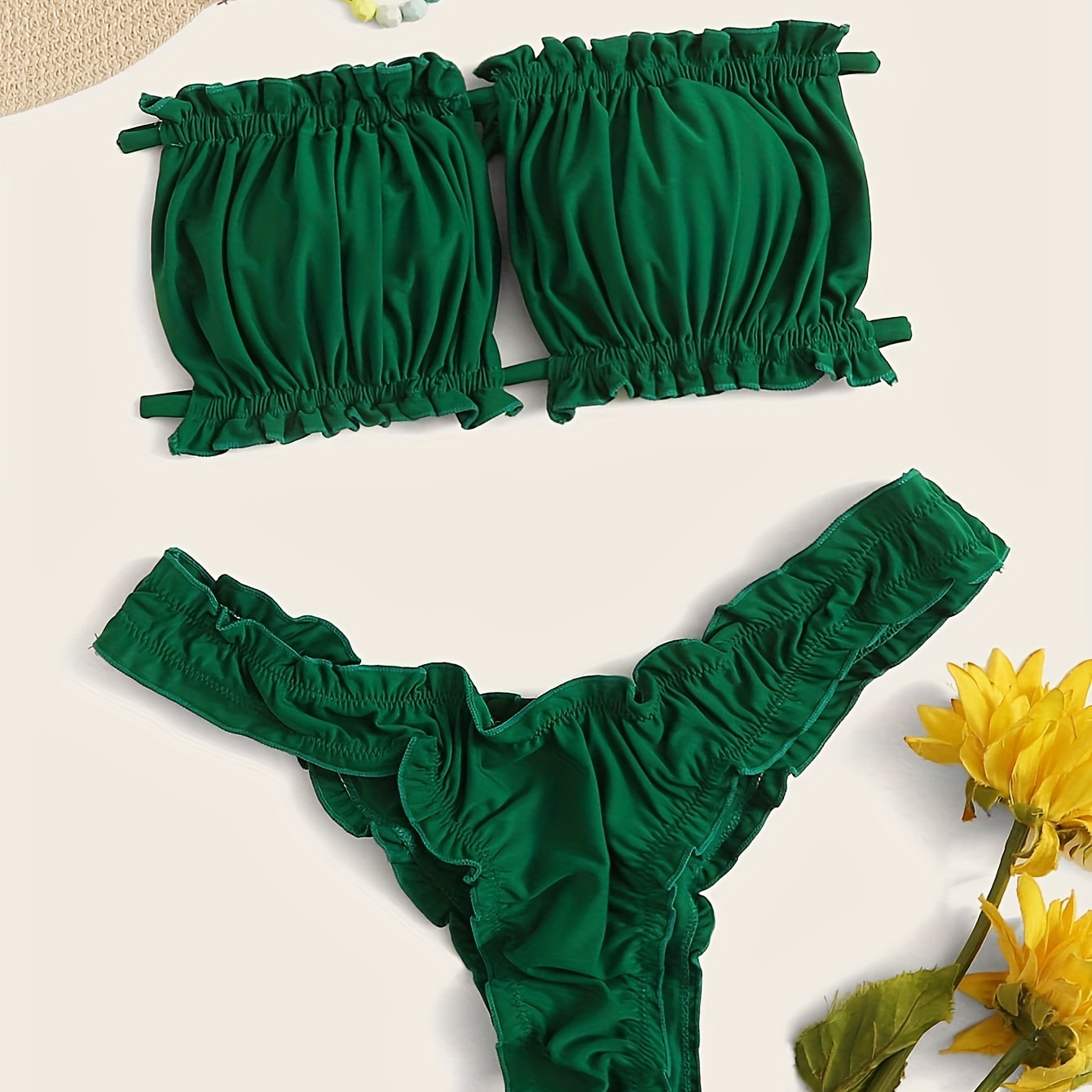 

Ensemble bikini pièces vert foncé