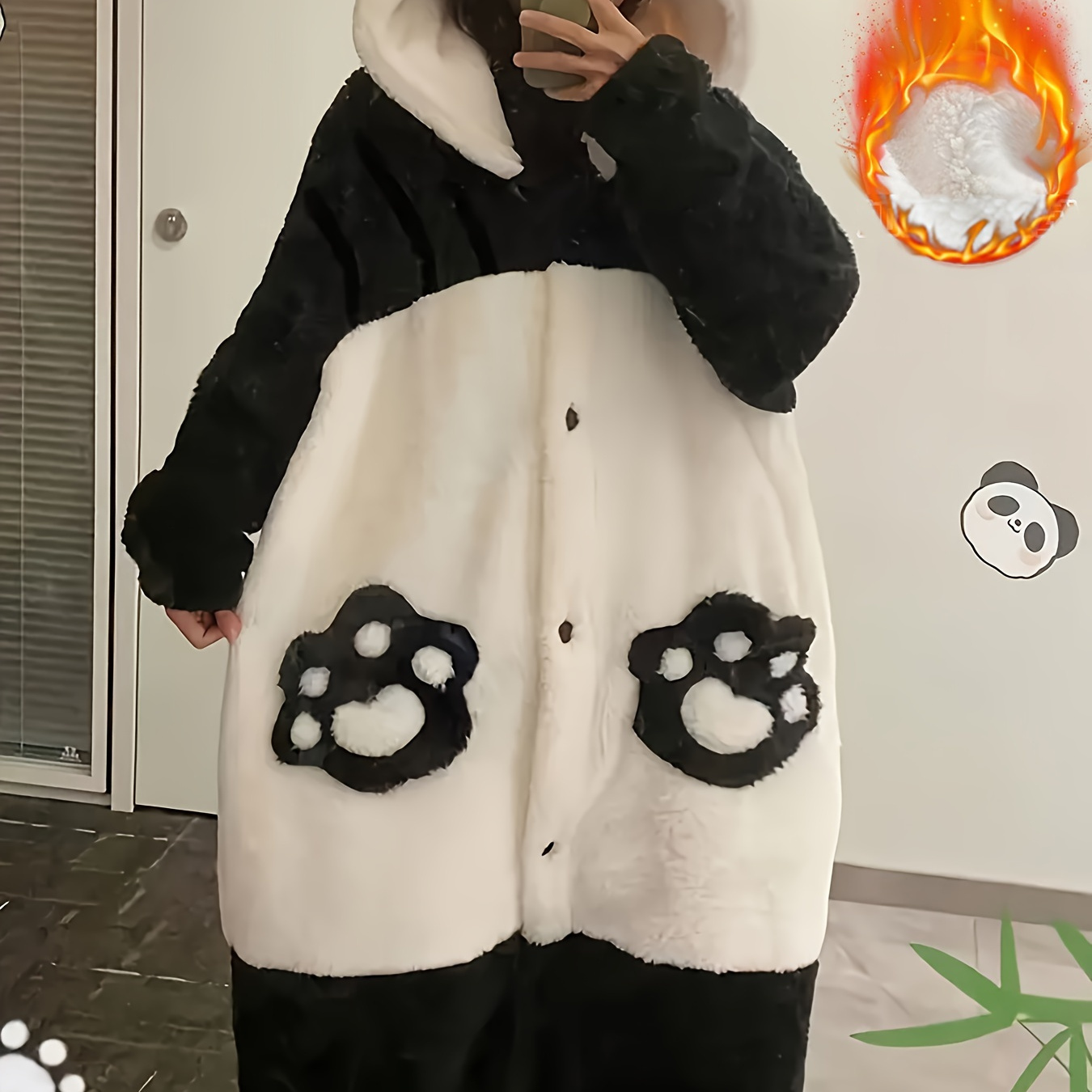 

1pc Adult Hooded Robe - Fall/winter Cartoon Print Polyester Night Dress With Long Sleeves, Zipper, And Slight Stretch - Cosplay Costume For Halloween, Christmas, And Party Wear