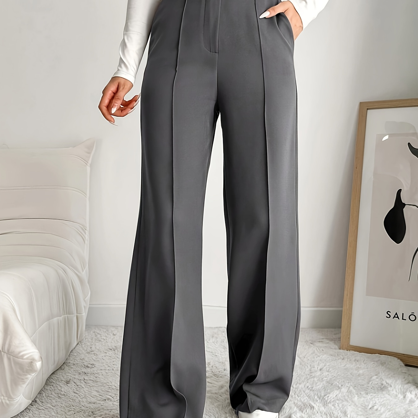 

Slant Pocket Wide Leg Pants, Casual Loose Pants For Spring & Summer, Women's Clothing