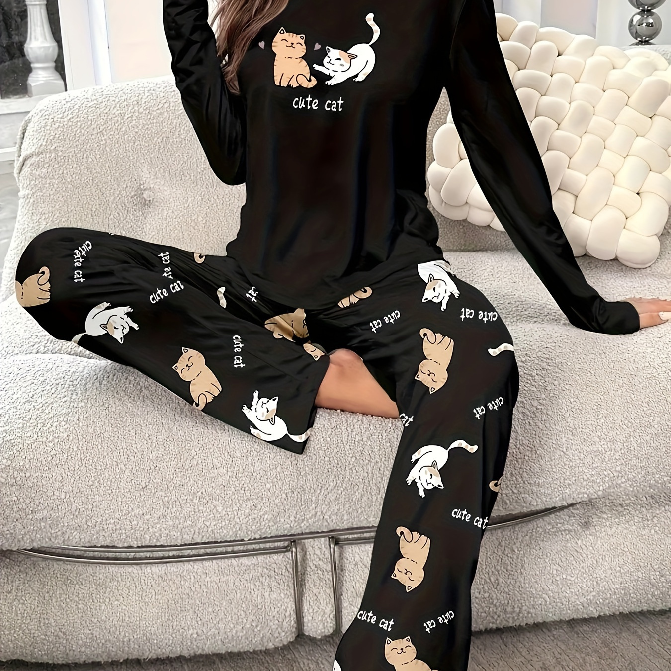 

Autumn And Winter Cute Cat Casual 2pcs