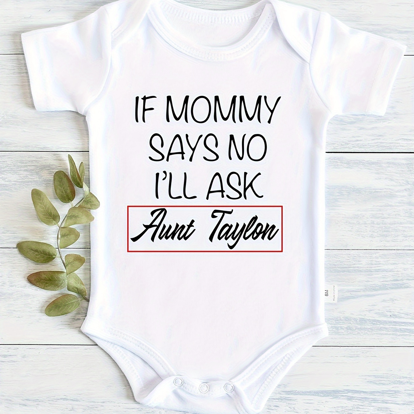 

Customized Cotton Babys Boys Onesie, If Mommy Says No I'll Ask... Name Customized Letter Print Comfortable Round Neck Onesie Bodysuit, Babys Clothing