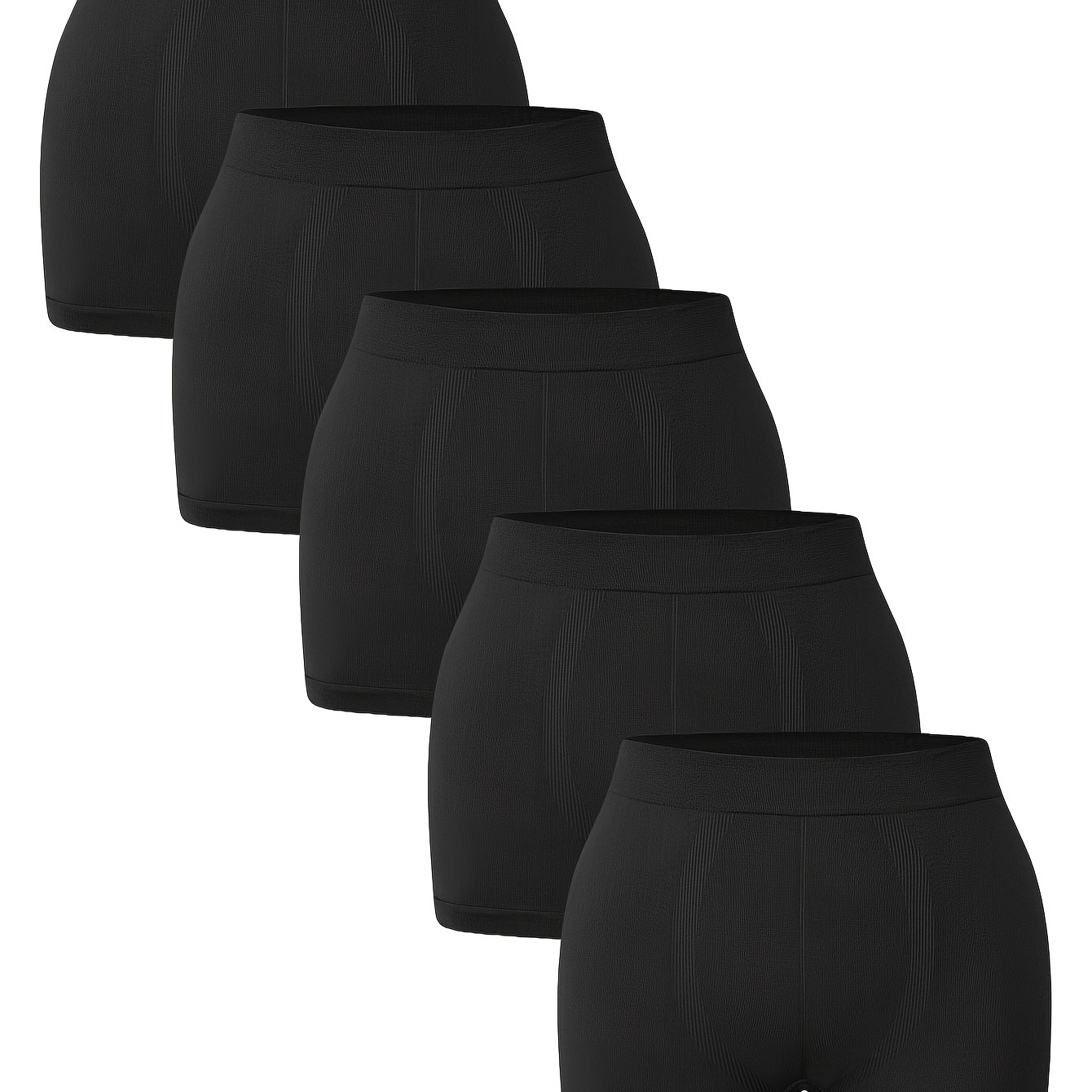 

5pcs Culottes Boyshort Couture pour Femmes Grande Taille - Douces, Extensibles & Confortables en Couleur Unie