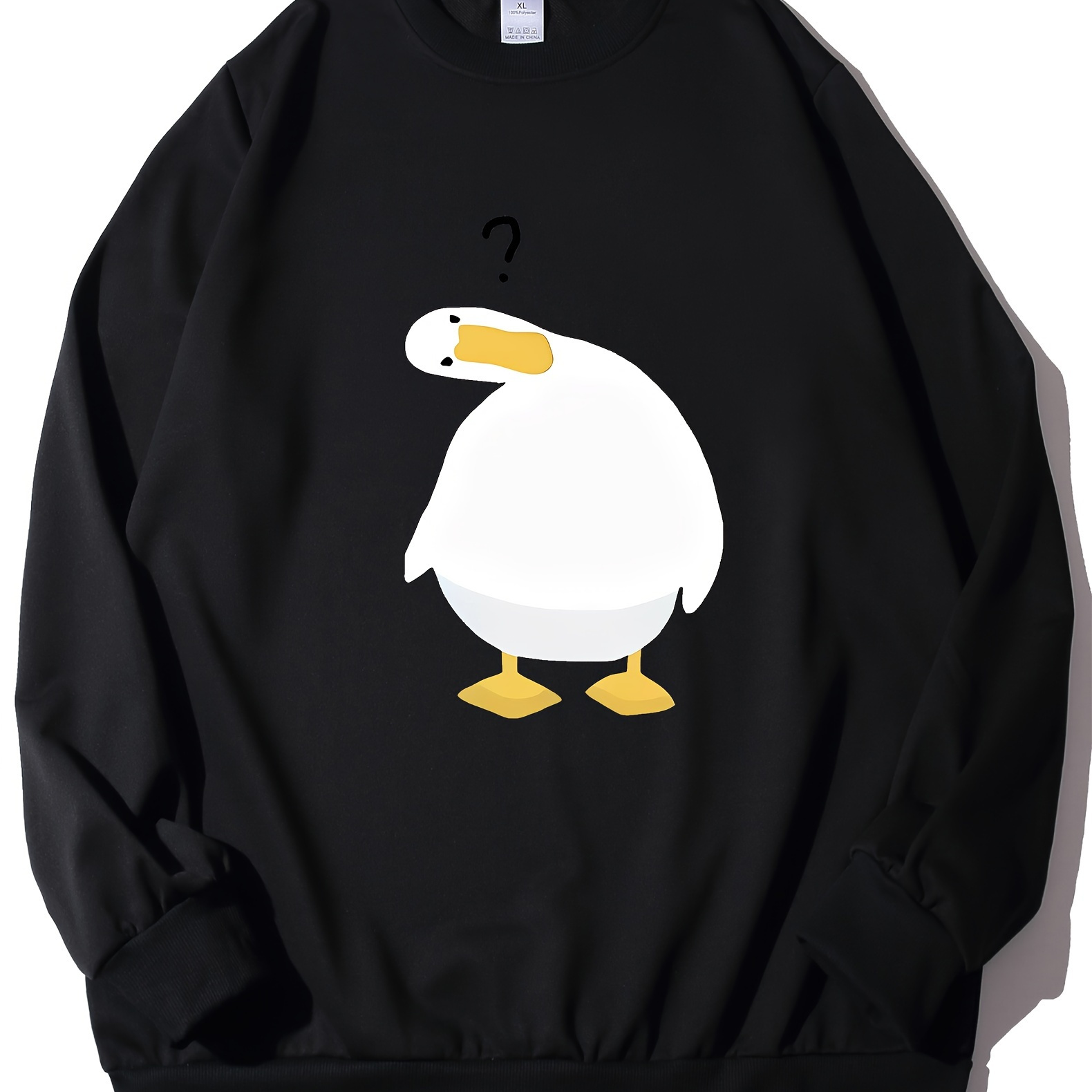 

Cute Duck Print Trendy Sweatshirt, Men's Casual Graphic Design Crew Neck Pullover Sweatshirt For Men Fall Winter