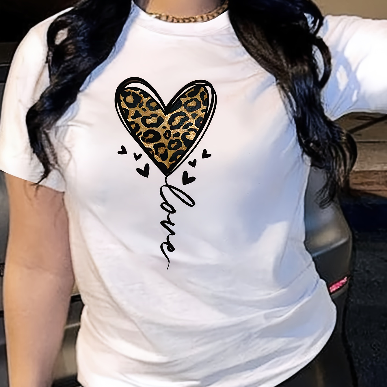 

Graphic Print T-shirt, Short Sleeve Crew Neck Casual Top For Summer & Spring, Women's Clothing