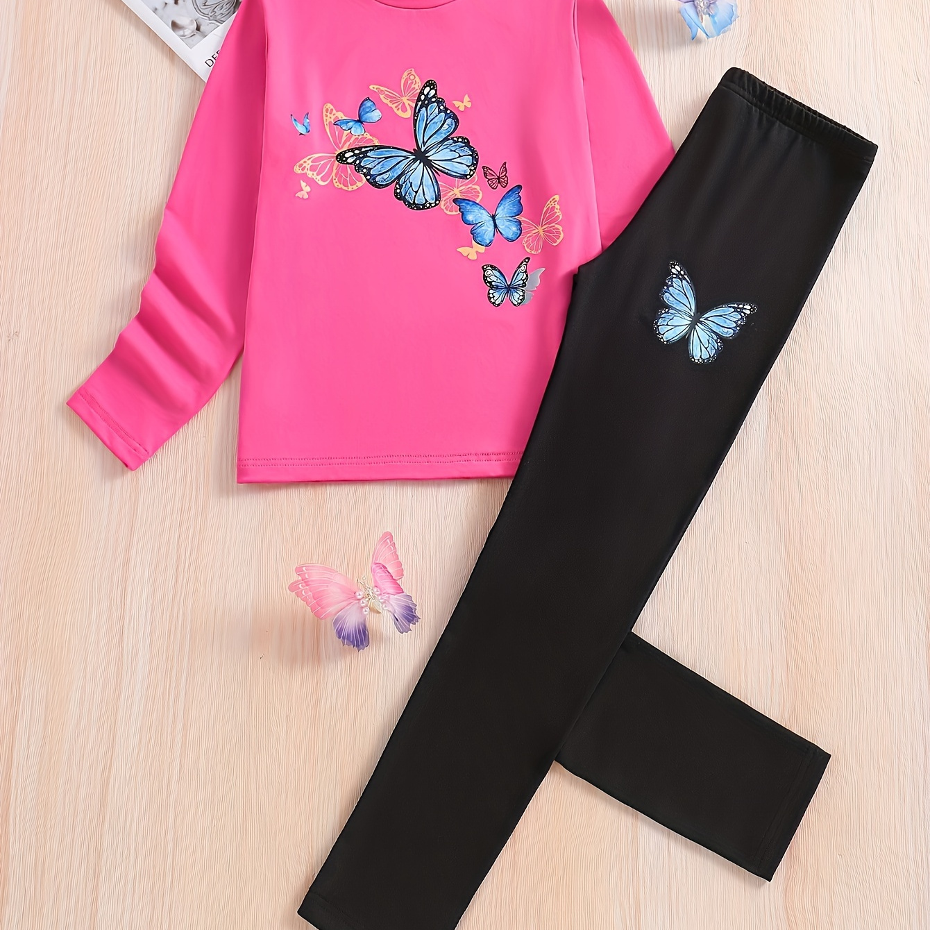 

2pcs Long Sleeve Graphic Top & Pants Set Two- /fall Outfits For