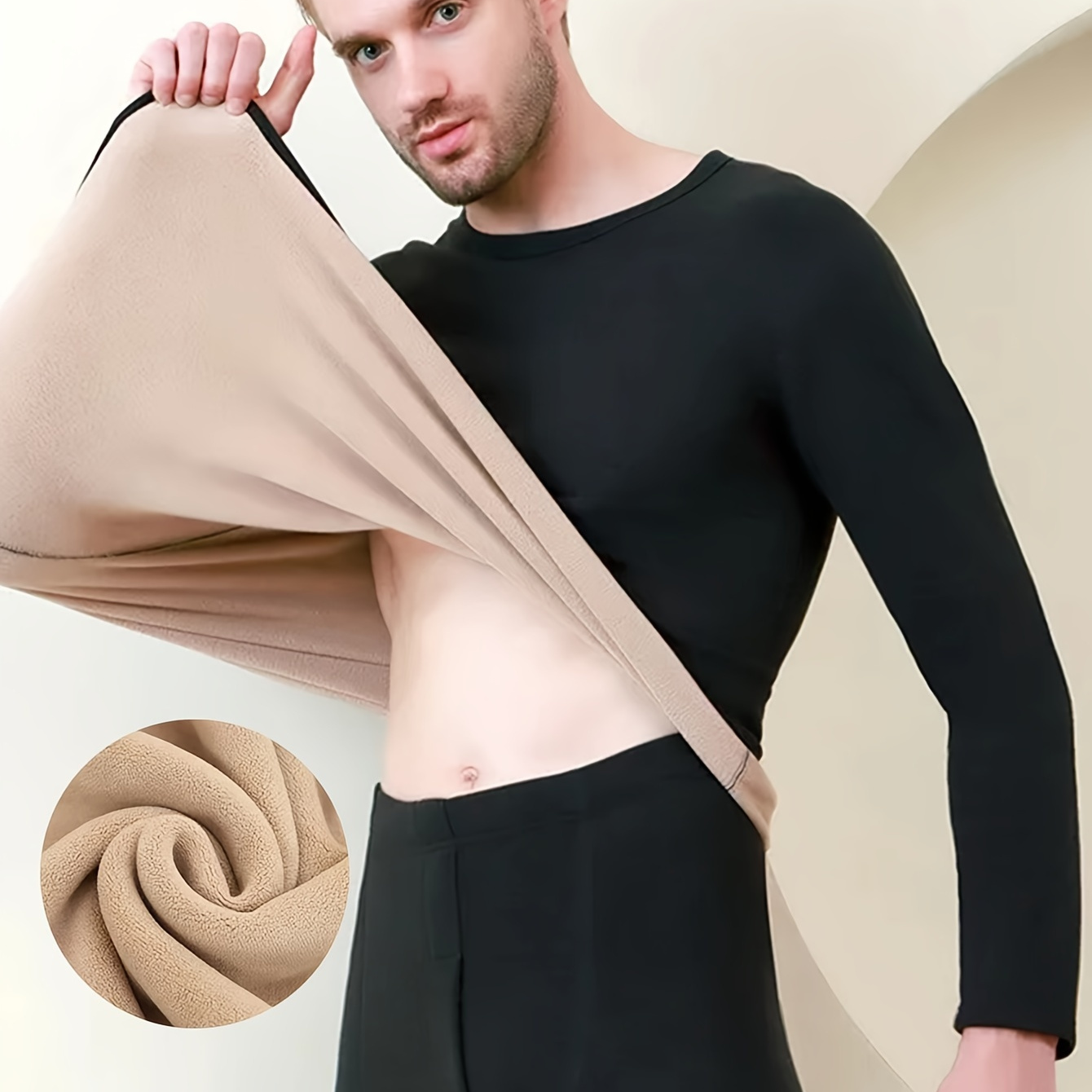 

Men's Thermal Underwear Set, Thickened And Plush, Loose-fitting, Super Winter Cold-resistant Outfit For Middle-aged And Young .